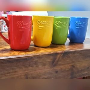 Mason Carft & More Gallery Ceramic Coffee Mug Set (red, yellow, green and Blue)